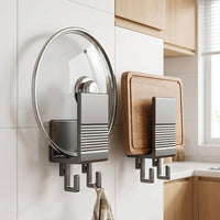 Set of 2 Kitchen Lid Wall Mounts, Matte Space Aluminum Cutting Board Organizer, Functional Drying and Storage