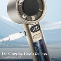 Lightweight USB Rechargeable Fan Long Battery Life Mini Cooling Fan Powerful Airflow Portable Jet Blower Quiet Operation for Travel, Outdoor, Office, Commuting
