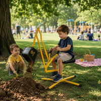 Sit-in Digger Toy Yellow Metal Frame Manual Digger Toy Hand Grip Controls for Children