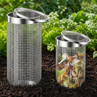 2 Pieces Inground Worm Composting Bin Mesh Worm Composter with Lid Steel in-Ground Composter Well-Aerated for Gardeners, Raised Beds, Backyard