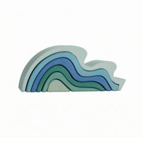 Wooden Wave Stacking Block Layered Child-Led Educational Stacking Toy Rounded Edges Learning Plaything
