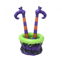 Striped Legs Inflatable Halloween Ice Tub Hooked Shoes Witch-Leg Ice Tub Dripping Accents Drink Cooler Easy to Store
