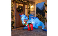 Lighted Christmas Inflatable Dragon Outdoor Christmas Dragon Light-up Inflatable with LED Lights Illuminated for Yard, Lawn, Garden