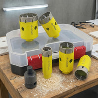 6 Pieces Diamond Hole Saw Kit with Storage Case M10 Diamond Drill Bit Set Hole Saw Kit with Storage Case Compact Tool Portable