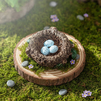 Miniature Bird Nest Realistic Bird Nest Ornament Artificial Figurine for Crafters, Fairy Gardens, Miniature Gardens