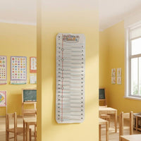 Transparent Pockets Numbered Writing Instrument Pocket Chart White Nylon Wall Hanging Writing Instrument Organizer Metal Grommets Stitched Edges