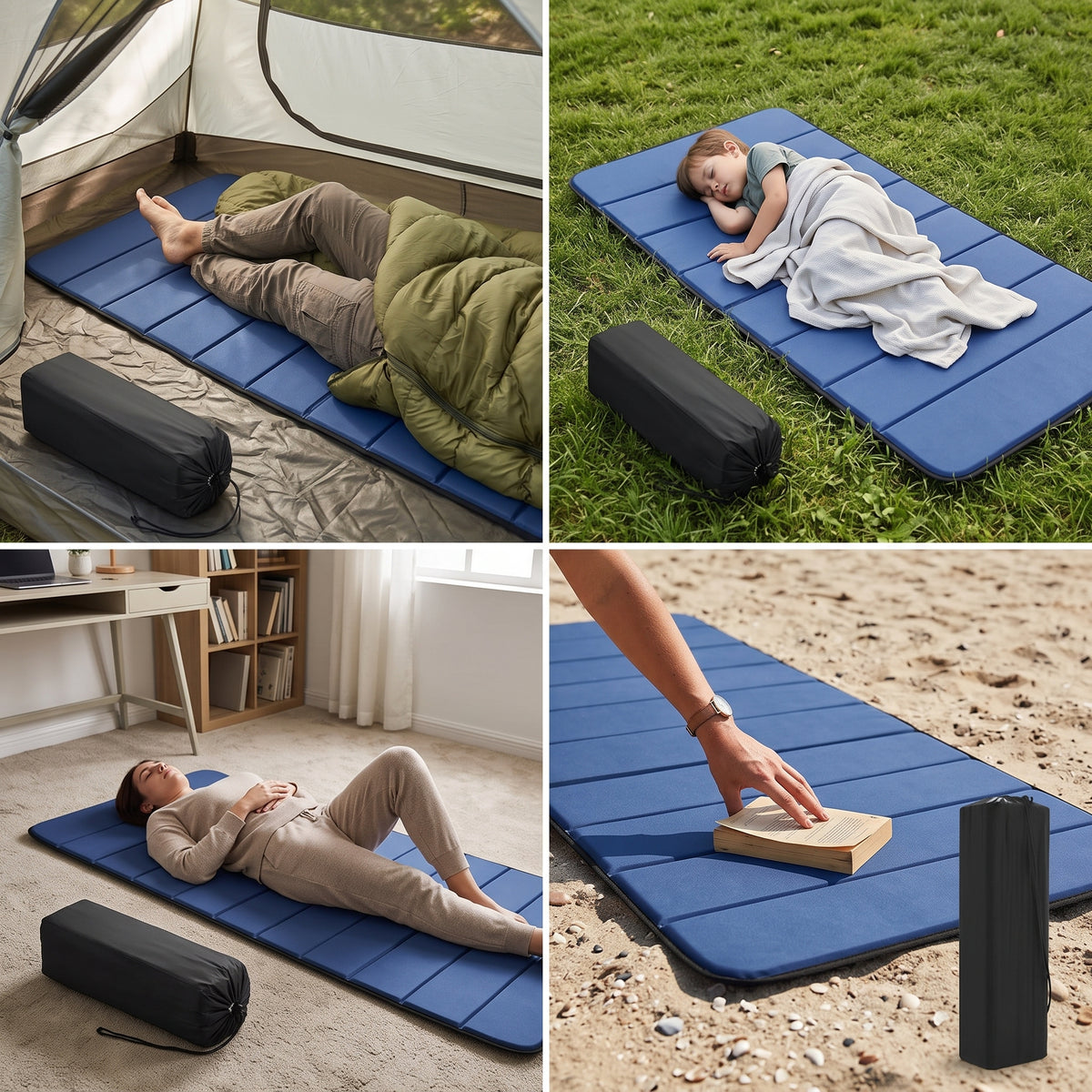 Foldable Camping Sleeping Pad Thickened Single Moisture-proof Yoga Mat Office Nap Mat Cold Insulation Waterproof