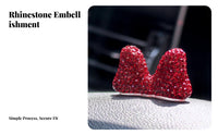 Rhinest Single Bow Car Ornament Sparkling Crystal Bow Car Decoration Mini Size Dashboard Decoration for Girls, Drivers, Center Console