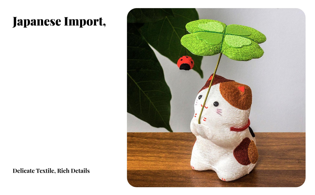 Four leaves Animal Ornament Good Luck Charm Japanese Cloth Animal Statue Thoughtful Present Four leaves Figurine