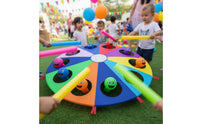Indoor Outdoor Use Whack a Rodent Parachute Game Promotes Teamwork Rainbow Play Parachute Interactive Fun Colorful Design for Families, Adults, School Activities, Parties