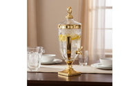 Glass Beverage Dispenser with Spigot Transparent Structure Large Capacity Water Dispenser Crystal Cut Water Container Wide