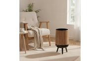 Trash Can with Legs Lightweight Wood Grain Wastebasket Garbage Bin Space-Saving Wear-Resistant for Living Room, Office