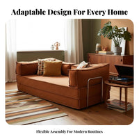 Foldable sectional Sleeper Sofa Vintage Look sectional Corduroy Sofa Bed century-inspiredcentury-inspired-century-inspired-century modern aesthetic and design adaptable Seating Oversized for Apartment Dwellers, Families, residents, Lounge Area