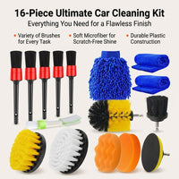 Car Cleaning Kit Car Detailing Kit with Wash Mitt Drill Brushes Microfiber Cloth