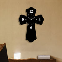 Modern Cross-Shaped Wall Clock Battery Operated Cross Wall Clock Compact Timepiece Lightweight for Living Room, Bedroom