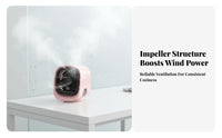 Portable Water Cooling Fan 3-Speed Setting Mini Air Chiller 7-Color Night Light USB Desktop Fan for Office Workers, Students, Bedroom, Dorm Room