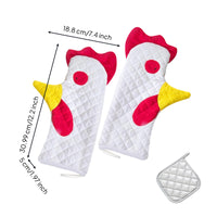 Cockerel Oven Mitts Quilted Cockerel Oven Gloves Non-Slip for Kitchen, Bakers