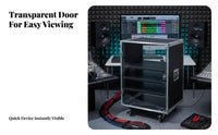 Heavy-Duty 19-Inch Flight Case Rack Portable Rolling Rack Case Reinforced Construction Equipment Storage With Wheels for Audio Professionals, Home Theater Enthusiasts, Wedding Venues, Outdoor Events, Live Performance, Concert Hall