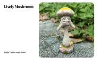 Mushroom Statues Durable Resin Trio Playful See Hear Speak for Yard