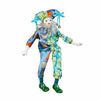 Handmade Ceramic Clown Doll Gift Hanging Leg Clown Figurine Handmade Home Decor Decorative for Shelf, Desk, Cabinet