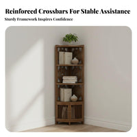 Space-Saving 5-Tier Corner Bookcase Multi-Layer Design 5-Tier Corner Shelf Versatile Use Household Furniture Sturdy & Stable for Book Lovers, Students, Homeowners, Living Room, Bedroom, Study, Home Office