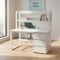 Study Desk with Storage Shelves Multi-Functional Desk with Bookshelf Space-Saving Computer Workstation for Students, Bedroom
