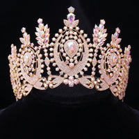 Bridal Crown Baroque Bridal Tiara Ornate Crown with Comb for Pageant Contestants, Artists, Weddings, Stage Performances, Costume Parties