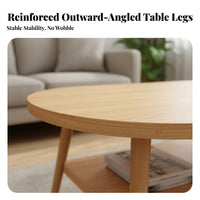Space Saving 2-Tier Oval Coffee Table Double Layer Storage Oval Table with Shelf Simple Design Living Room Furniture Contemporary Design for Apartment Dwellers, Families, Homeowners, Home, Office Lounge