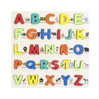 Spanish Wooden Puzzle with 3D Letters Smooth Alphabet Puzzle Board Early Learning Letters Game Hands-on Learning for Classroom