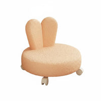 360° Swivel Wheels Bunny Ear Floor Chair Ergonomic Design Low Stool High-Density Foam Cushion children's Furniture Soft Fleece Texture for Toddlers, Adults, Parents, Living Room, Playroom, Bedroom, Entryway
