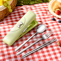 Portable Cutlery Set, Made of 304 Stainless Steel, Chopsticks, Spoon, Fork Set, With Case, For Office & Outdoor