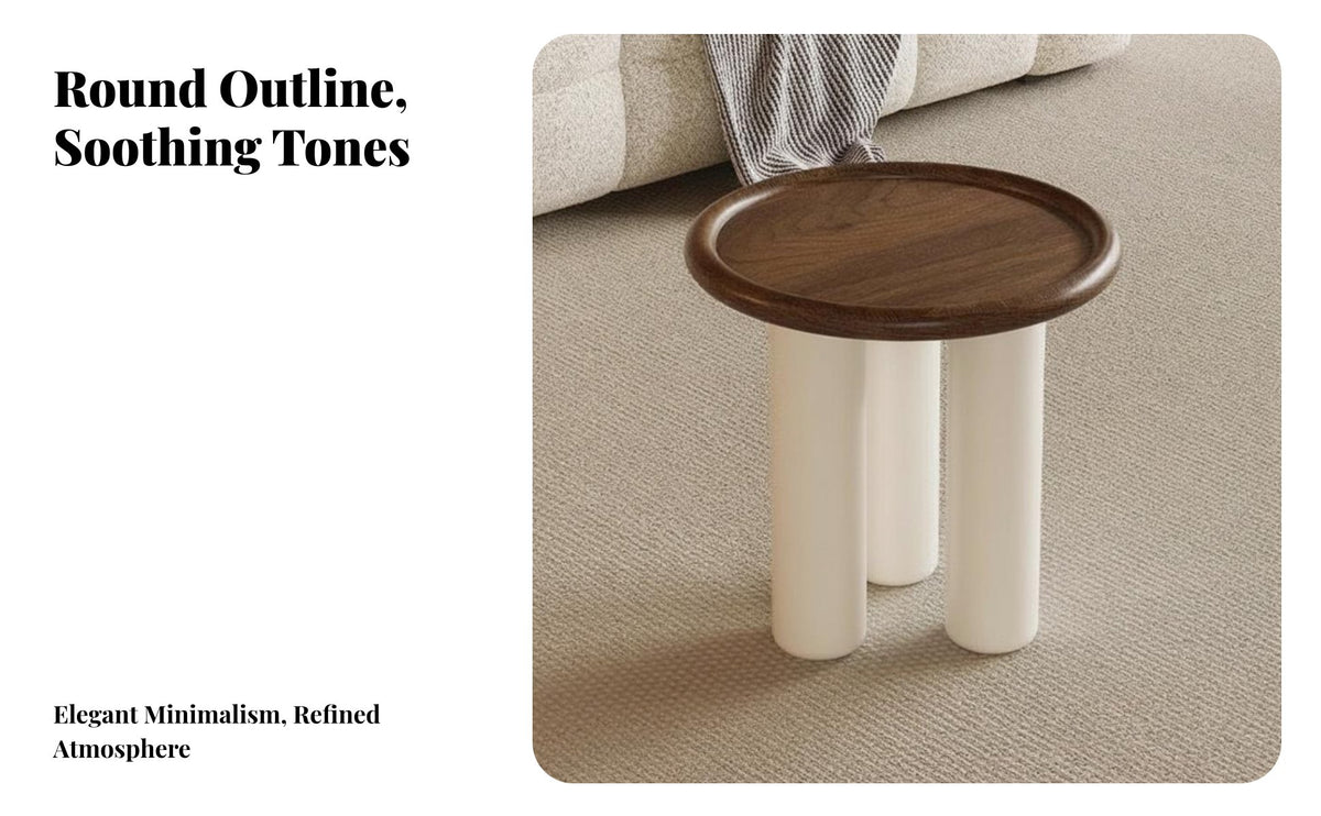 Minimalist Aesthetic Round Wooden Table Rounded Design Round Table with Thick Legs Spacious Tabletop Living Room Furniture Sturdy and Stable for Apartment Dwellers, Guesthouse Owners, Interior Designers, Lounge Area, Fromice, Entryway, Bedroom