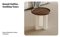 Minimalist Aesthetic Round Wooden Table Rounded Design Round Table with Thick Legs Spacious Tabletop Living Room Furniture Sturdy and Stable for Apartment Dwellers, Guesthouse Owners, Interior Designers, Lounge Area, Fromice, Entryway, Bedroom