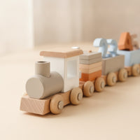 Wooden Birthday Train Educational Number Train Toy Stackable Colorful for Toddlers, Playroom, Nursery