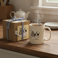 Cute Cartoon Puppy Birthday Cake Mug with Spoon, High Aesthetic Value, Home Gift for Festivals