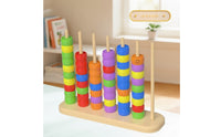 Educational Approach Wooden Peg Board Bead Game Fine Motor Bead Matching Toy Hand-Eye Coordination Wooden Peg Board with Beads Stacking for Toddler Boys and Girls, Toddlers, Preschoolers, Home, Classroom