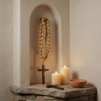 2 Pieces Natural Finish Wall Rosary Decoration Rustic Look Large Prayer Beads for Bedroom