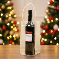 Gift Bag and Tote Bag for Beverages, Clear PVC Birthday Gift Bag with Rope Handle, Plain Bottle Bags and Bottle Carrier, Clear Tote Bag Packaging