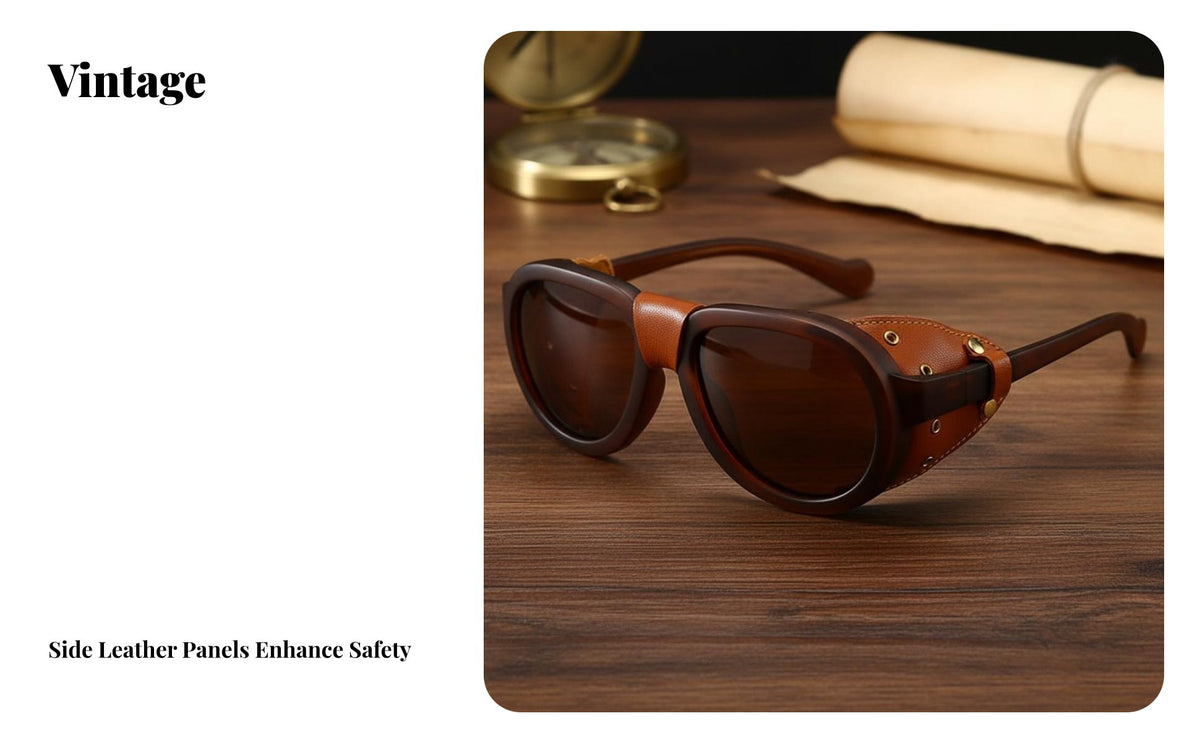 Retro Edgy Sunglasses Windproof Retro Polarized Sunglasses Protection Steam Edgy Goggles for Men, Fashion Enthusiasts, Riding, Biking, Motor Biking