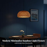 Handmade Bamboo Hanging Light Vintage Inspired Bamboo Hanging Light Easy Installation Woven Rattan Lamp Adjustable Height for Restaurant Owners, Interior Designers, DIY Enthusiasts, Teahouse, Dining Room, Bedroom, Kitchen Island