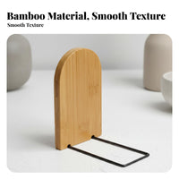 2 Pieces Bamboo Bookend Material Wooden Book Stopper Decorative Wooden Book Holder for Students, Librarians, Study Room, Library, Bookshelf