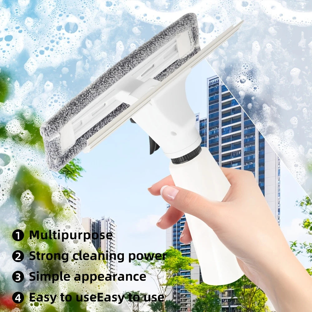 Multifunctional Water Spray Glass Cleaner for Home, Double-Sided Window Wiper