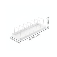 Metal Plate Rack with Dividers Rectangular Plate Rack with Slots Slimline Cabinet Dish Organizer Compact for Countertop, Pantry