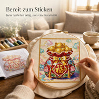 2026 New Cross Stitch Kit for Living Room Embroidery - Lucky Character and Bag Design