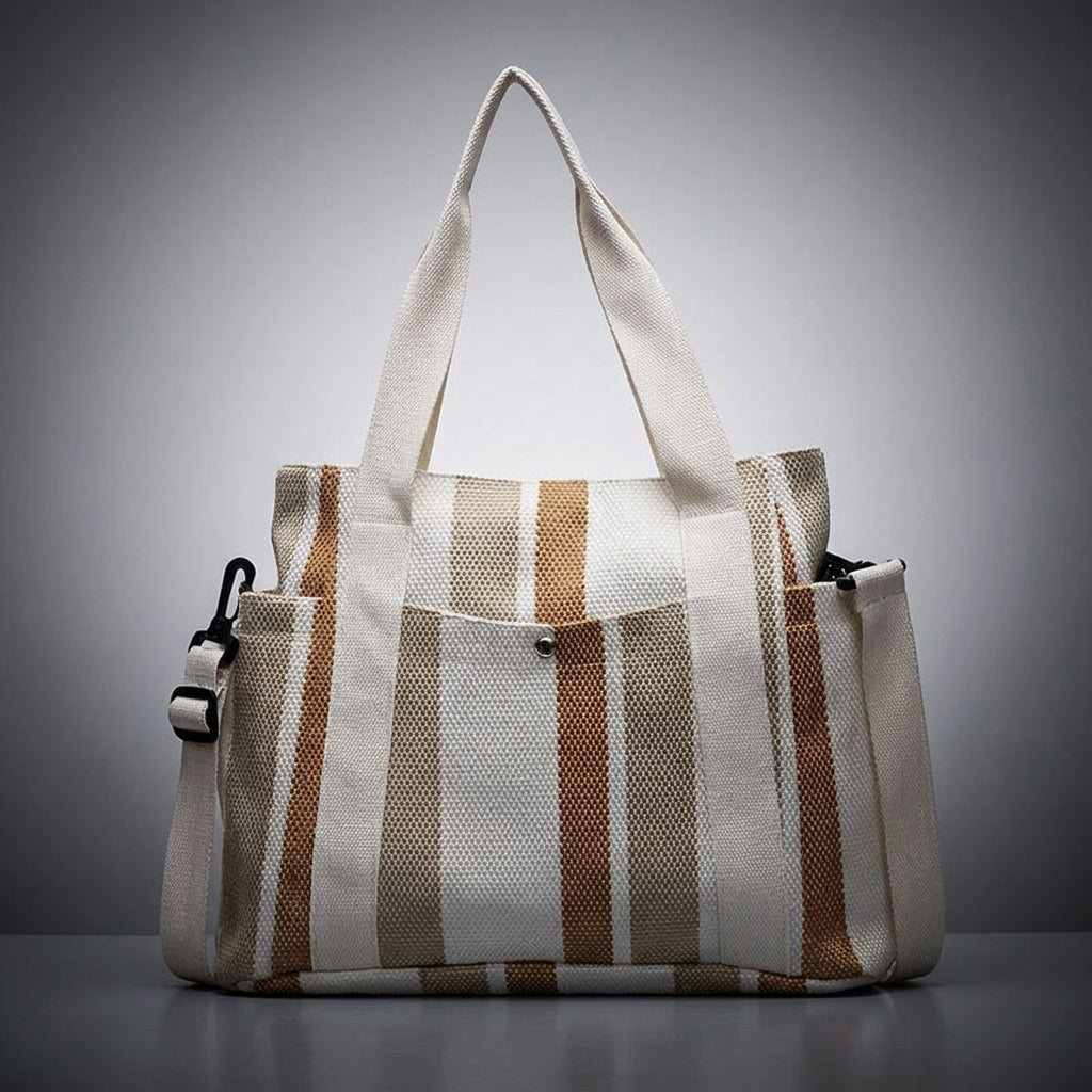 Tote Bag for Women with Zipper and Pockets, Large Canvas School Bag or Work Bag, Soft Shopping Bag with Polyester Lining, Large Canvas Design