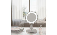 USB Rechargeable LED Makeup Mirror with Fan 60° Adjustable Angle 3 in 1 Makeup Mirror Fan Tilting Design for Women, Teens, Dorm Room, Office