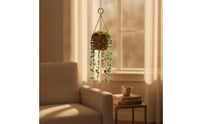 Hanging Plant Pot Ornament Beaded Plant Hanger with Beads Decorative Disco Ball Planter with Chain for Window, Porch, Balcony