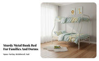 Metal Bunk Bed Reinforced Structure Steel Bunk Bed Frame Guardrail Bedroom Furniture for Students, Workers, Dorm Room, School, Rental Apartment