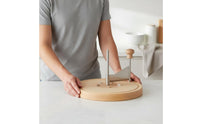 Stainless Steel Blade Girolle Cheese Cutter Wooden Base Kitchen Utensil Multipurpose for Home Cooks