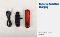 USB Charging LED Bike Adjustable Rear Warning Light for Night Riding, Hiking, Street, Kids Balance Bike, Red/Lime